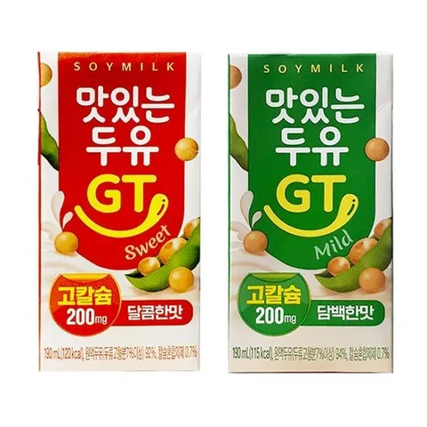 남양 맛있는두유GT 달콤한맛 190mlx24팩+담백한맛 190mlx24팩.