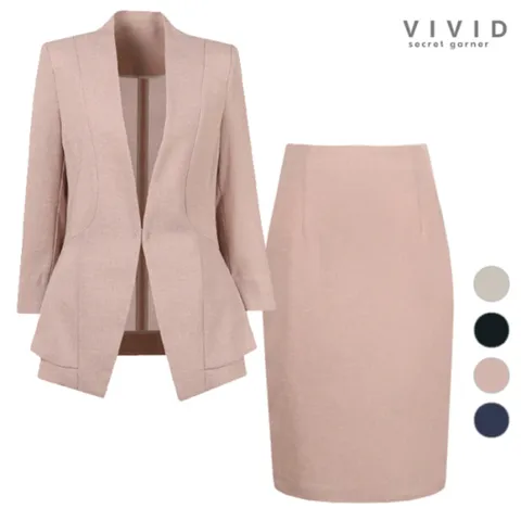 SET 여성 노카라 여름정장 자켓 스커트 세트