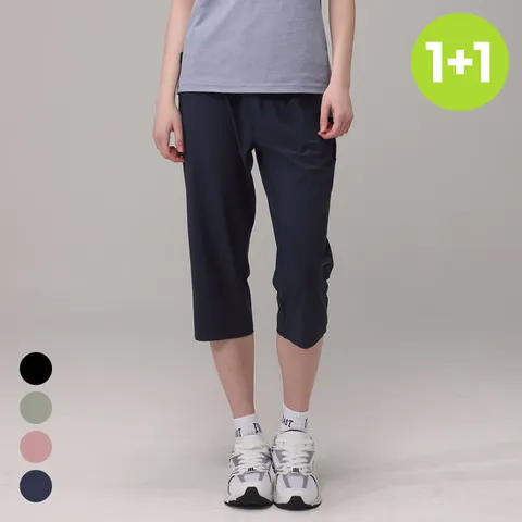 1+1 에버라스트 여성 7부 여름 바지 스트라이프 팬츠