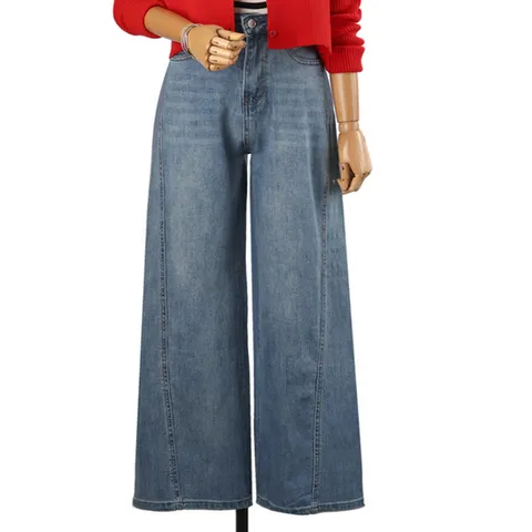 (쉬즈넘버나인) 커브드 데님 와이드 팬츠