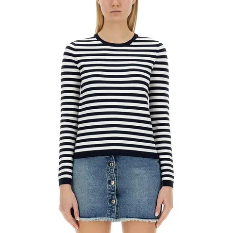 마이클 바이 마이클코어스 여성 멀티컬러 스트라이프 긴팔 티셔츠 MR460RZBTK482MDNTBLWHT