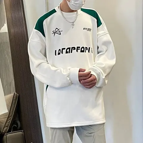 오버핏 데일리 외출복 편안한 배색 프린팅 티셔츠 (WFFQTNQ)