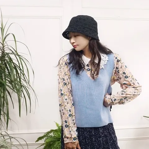 엔틱 플로럴 자수 카라넥 봄 블라우스n326