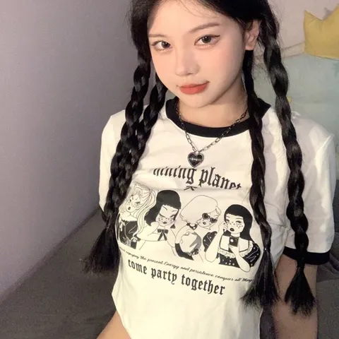 소녀 프린팅 배색 크롭티 LM-0054 (WC5920C)
