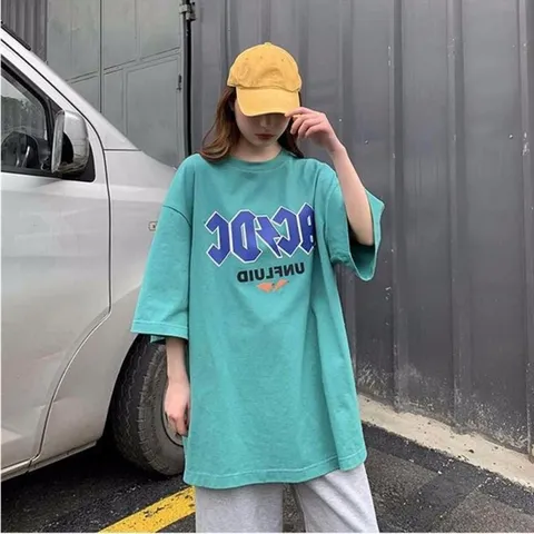 박스 프린팅 스타일리시 하라주쿠 스타일 반팔 티셔츠 (WFA915F)