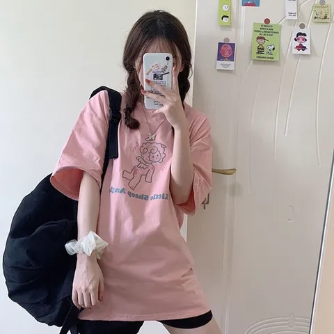 여자 리틀 쉽 엔젤 박스 반팔 티셔츠 여름 루즈핏 (WF05E57)