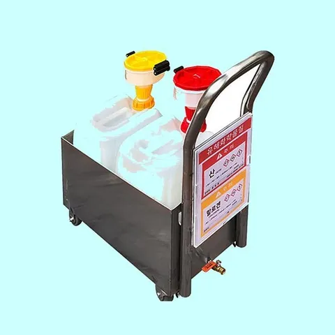 안전용품 수레형 폐액통보관함 2구(55x31x30cm)-실험실용품 스테인레스