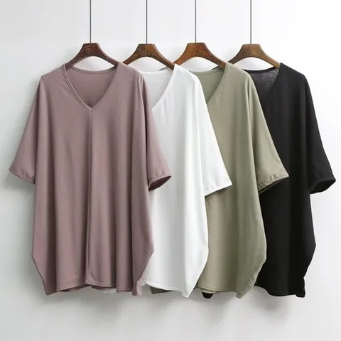 여성쇼핑몰 E027L 브이넥가오리코튼롱티 IL ~ 루즈핏 (WFHGFZV)