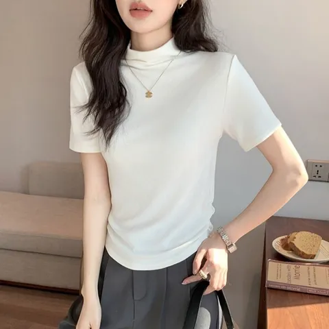 여성 이너티 하프넥 소프트 반팔 티셔츠 (WFH883P)