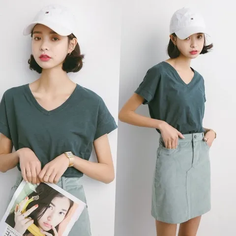 무지 데일리 브이넥 티 (WE981D9)
