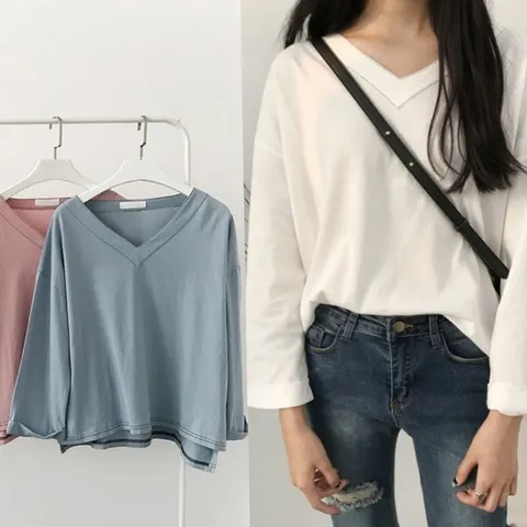 데일리 브이넥 티셔츠 (WE980EF)