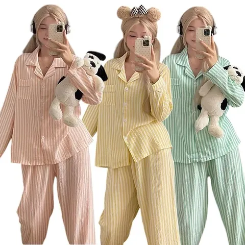 (스트라이프) 여성 여름잠옷 상하세트 홈웨어 파자마 (WFHFUEA)