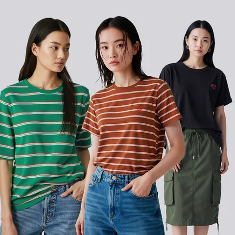 여성 USA 콤드코튼 데일리 티셔츠 5종세트