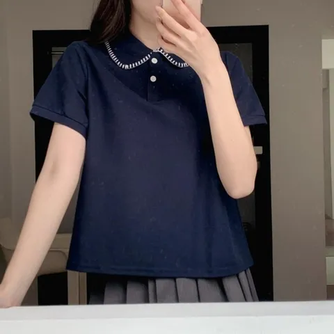 여성 캐주얼 레귤러핏 코튼 둥근카라넥 반팔 티셔츠