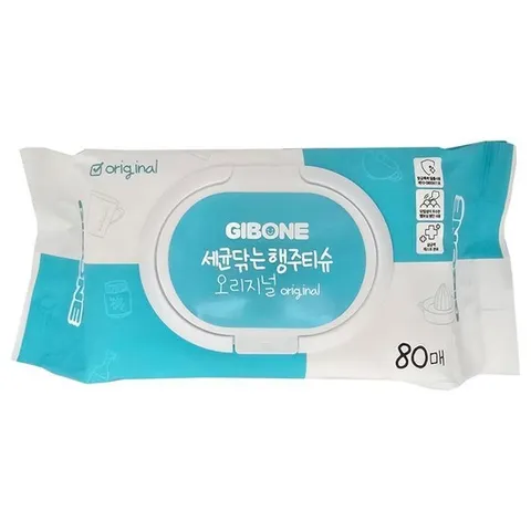 기본에 세균닦는 행주티슈 플러스케어 80매 1통 HIS