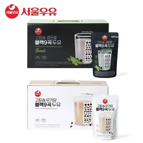 서울우유 고칼슘 무가당+검은콩 블랙9곡 두유 190ml 각각20팩(총40팩)