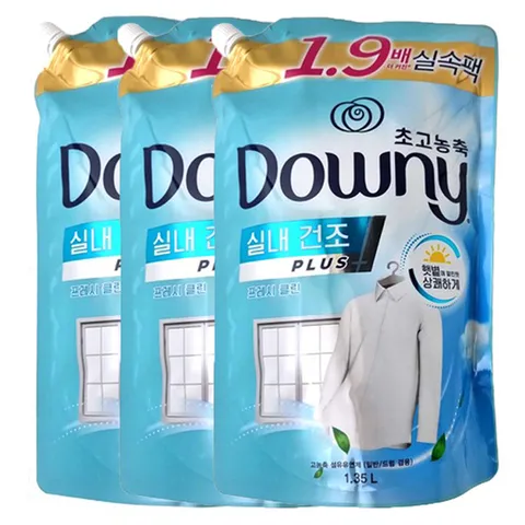 다우니 초고농축 섬유유연제 실내건조  프레시클린 1.35L 리필X3개