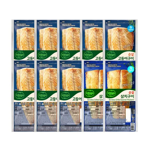 [CJ] 비비고 순살 생선구이 고등어60g x8개+삼치60g x2개 (냉동)