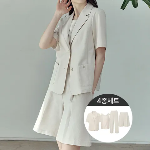 여름 쿨 셋업4종 (반팔자켓+슬리브리스+반바지+긴바지)