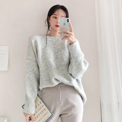 (드레스날다) 심플멋스럽게 모헤어 보카시 라운드 니트(knit744)