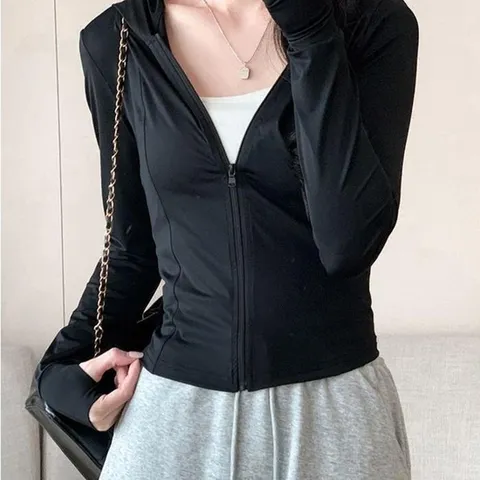 데일리 슬림핏 후드집업 여름 긴팔 헬스복 아웃도어