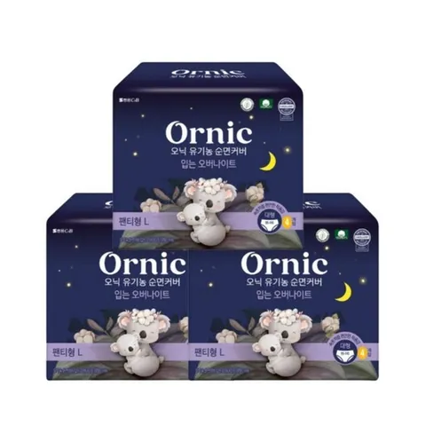 [오닉피노] 쌍용 오닉 유기농 순면커버 입는 오버나이트 대형 4개입 3팩