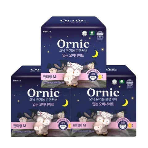 [오닉피노] 쌍용 오닉 유기농 순면커버 입는 오버나이트 중형 4개입 3팩
