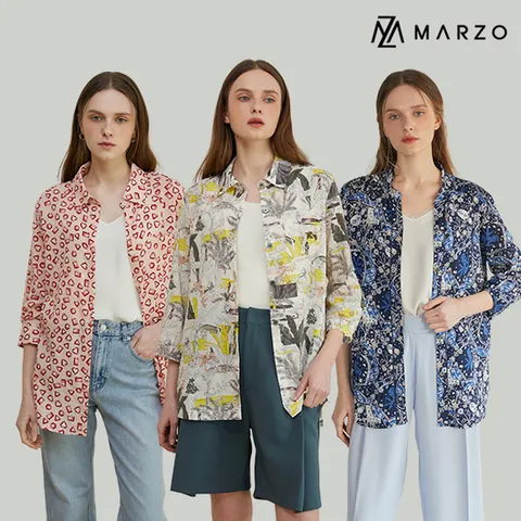 [마르조]포인트패턴 아우터 블라우스 [1종] QBMFB026