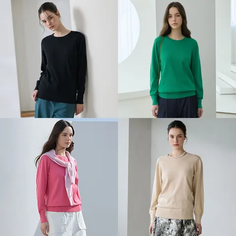 면100 라운드 컬러니트 4종세트