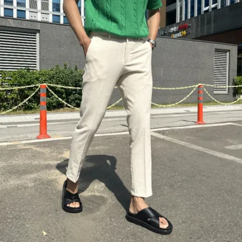 클라쓰업 여름 린넨 리넨 반밴딩 슬랙스 바지 6961