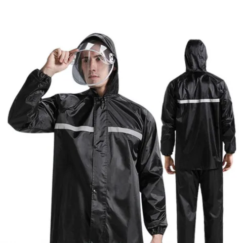 남자 우비 배달 오토바이 투피스 자전거 세트