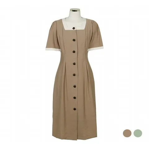 (클라비스) 클라비스배색 버튼다운 원피스(CVOWA3803Q)