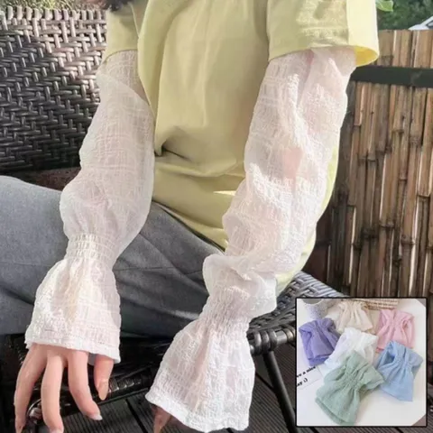 (옷자락) 여자 엷은 스모킹 시어서커 프릴 얇은 토시