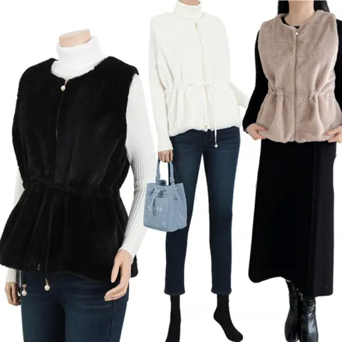 제니유 메이비 여성 겨울 밍크 퍼 베스트 조끼