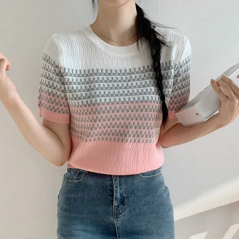 (H스타일) (KN)픽셀반팔니트티