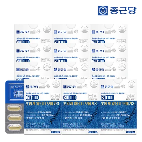종근당 20100 초임계 알티지 오메가3 30캡슐 12박스 / 혈행 건조한눈개선 비타민A D E