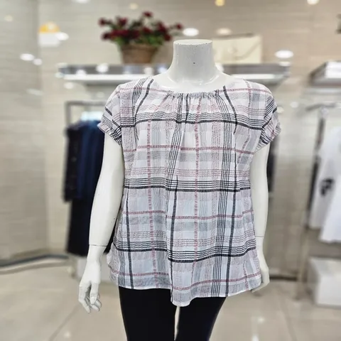 밴드넥,소매블라우스(P202B105)