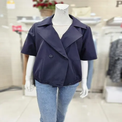 밑단 밴드 디테일 볼륨 반팔 자켓 (P242J041)