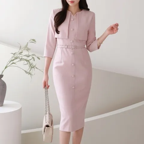 플랩아일렛 벨티드 원피스