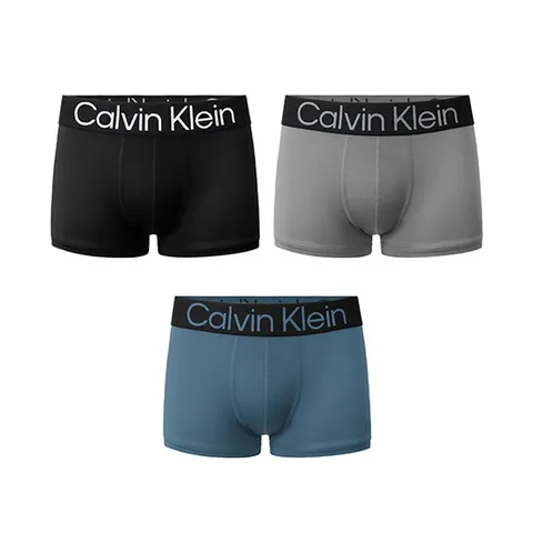 (캘빈클라인 언더웨어) CK 캘빈클라인 볼드로고 마이크로 스트레치 3팩 로우라이즈 트렁크 남성 팬티 블랙 그레이 청록 NP2607O-340