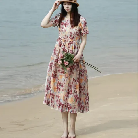 256010 - 플라워 소울 롱원피스 면원피스 인견원피스 빅사이즈원피스 린넨원피스