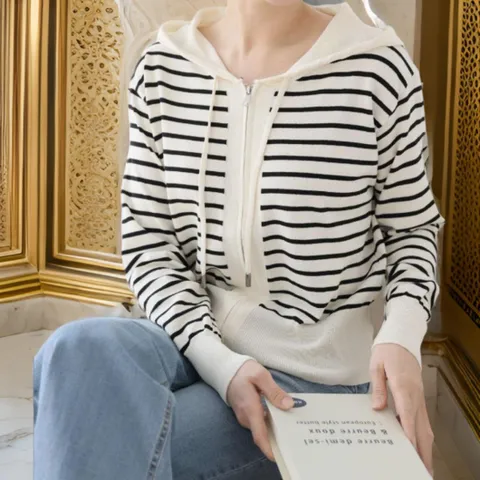 여자 봄아우터 후드 비스코스 점퍼