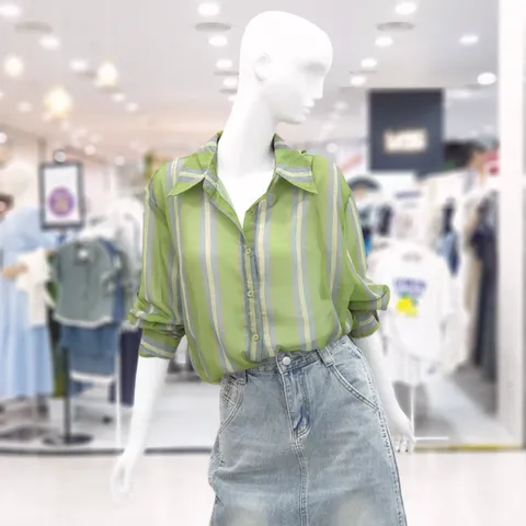 (ab.f.z) 산뜻 쿨 그린 롱 셔츠 블라우스 FSPZZ3B31H