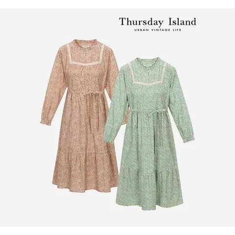 (써스데이아일랜드) Thursday Island 잔꽃 코듀로이 롱 원피스(T238MOP636W)