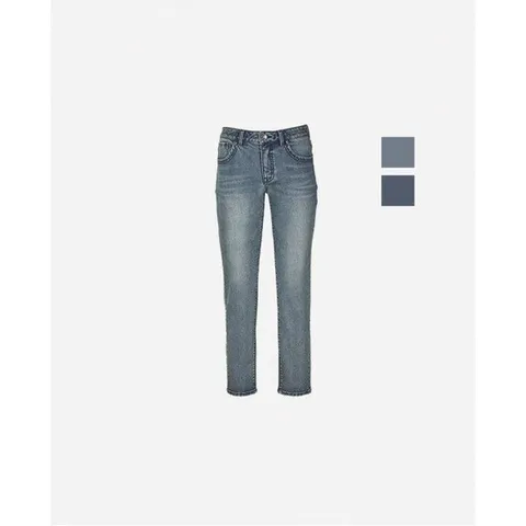 (뱅뱅) 공용 구제워싱 기모 테이퍼드 데님팬츠 (NQI672)