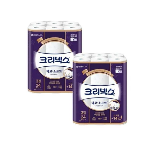 [크리넥스] 데코앤소프트 28m 24롤 x 2팩 3겹 화장지