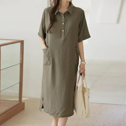 (헤레이스) 반오픈 린넨 원피스_YMSH25SS736