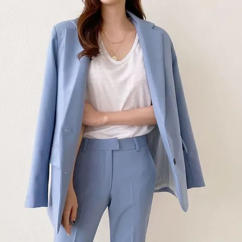 싱글 자켓 9부 슬림핏 팬츠 슬랙스 셋업 슈트 세트