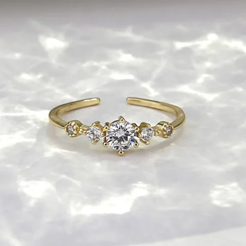 빅 큐빅 포인트 은반지 14K도금