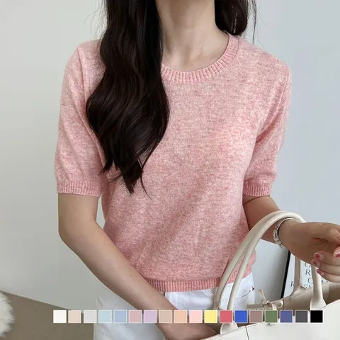 산비 라운드 캐시 반팔 니트 SD-220819 (WAD449C)